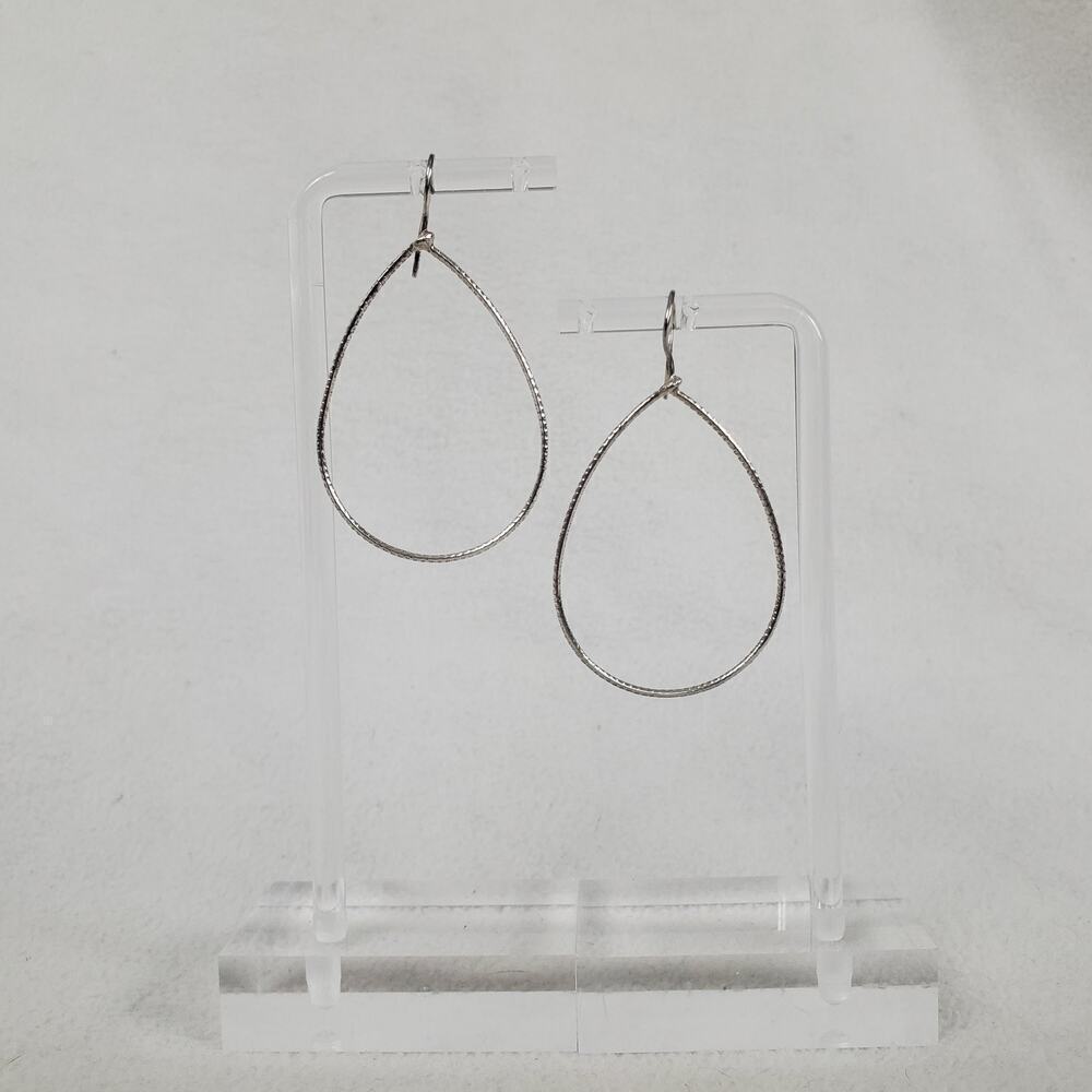 Silpada Sterling Silver "Slimline" Oval Earrings W2214 Teardrop Hoop - Picture 1 of 5